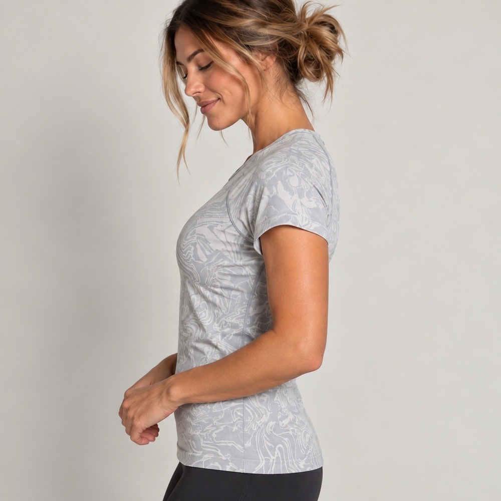 Lululemon Swiftly Tech SS 2.0 Shirt Marble Dye Rhino Grey Flat Chest 17" - Picture 12 of 16